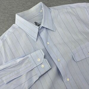 Hugo Boss Mens Vintage Pinstripe Button Down Shirt Mens 15.5 Blue Striped Cotton